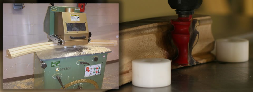 Mikron M652R Moulder/Router profiling a curved crown moulding